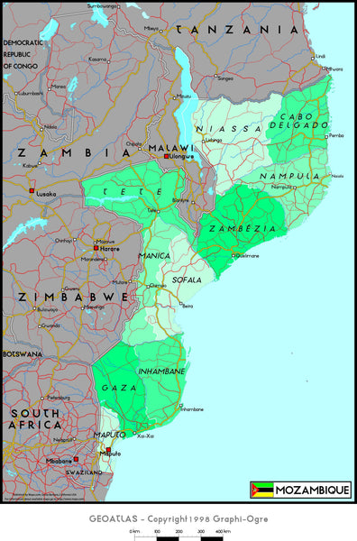 Mozambique Political Wall Map Maps.com