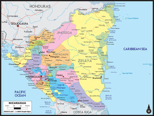Nicaragua Political Wall Map