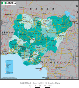Nigeria Political Wall Map