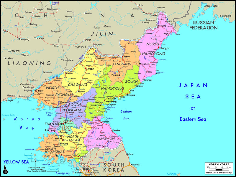 North Korea Political Wall Map Maps.com