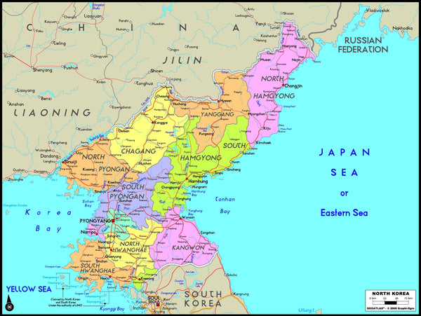 North Korea Political Wall Map Maps.com