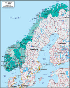 Norway Political Wall Map