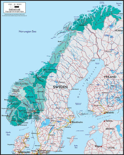 Norway Political Wall Map Maps.com