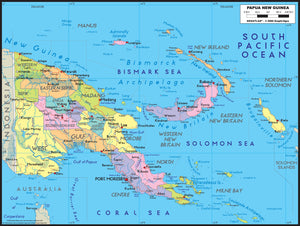 Papua New Guinea Political Wall Map