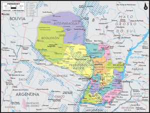 Paraguay Political Wall Map