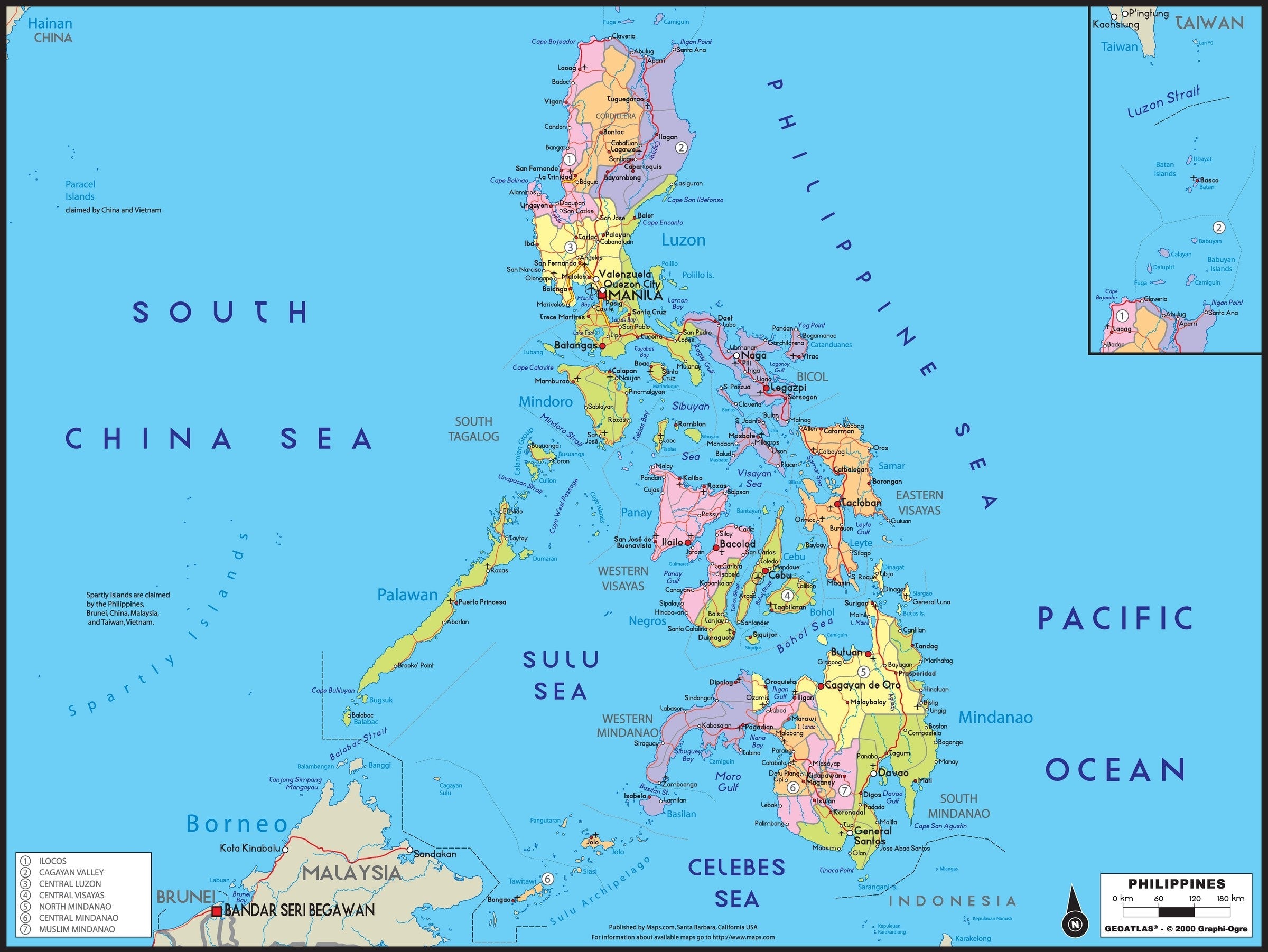 Phi Map Philippines Political Wall Map | Map Geek.com
