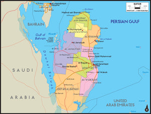 Qatar Political Wall Map