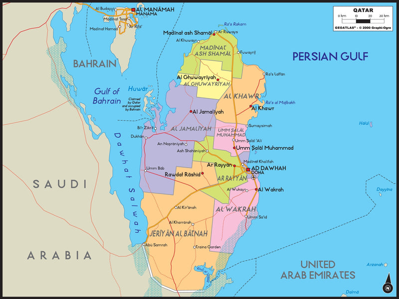 Qatar Political Wall Map Maps.com