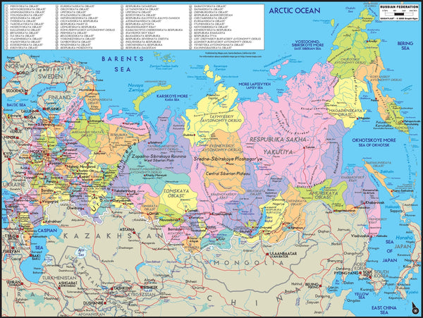 Russia Political Wall Map Maps.com
