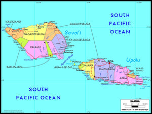 Samoa Political Wall Map