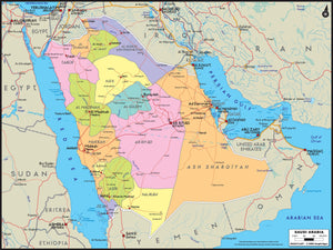 Saudi Arabia Political Wall Map