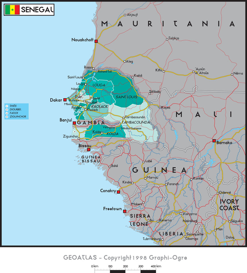 Senegal Political Wall Map Maps.com