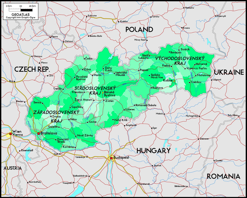 Slovakia Political Wall Map Maps.com