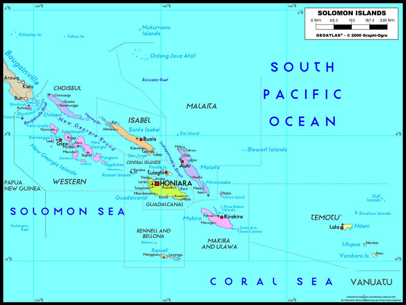 Solomon Political Wall Map Maps.com
