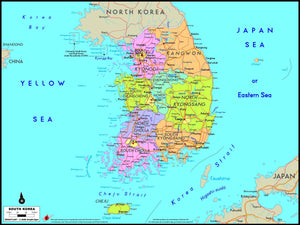 South Korea Political Wall Map