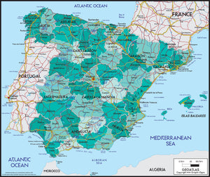 Spain Political Wall Map