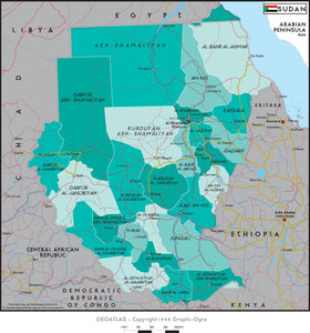 Sudan Political Wall Map