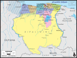 Suriname Political Wall Map