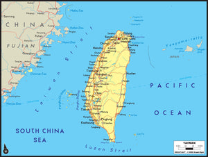 Taiwan Political Wall Map