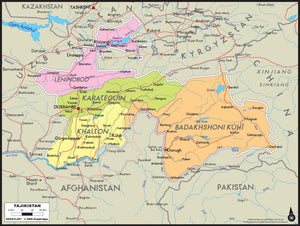 Tajikistan Political Wall Map