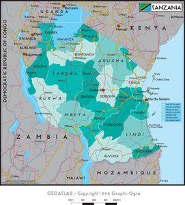 Tanzania Political Wall Map