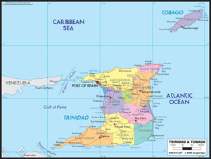 Trinidad Political Wall Map