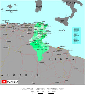 Tunisia Political Wall Map