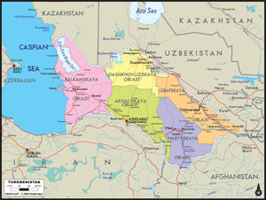 Turkmenistan Political Wall Map