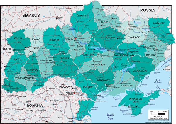 Ukraine Political Wall Map Maps.com