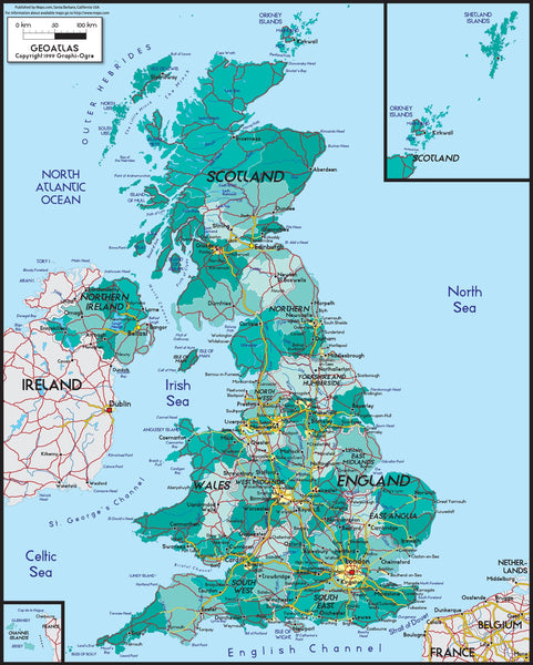 United Kingdom Political Wall Map Maps.com