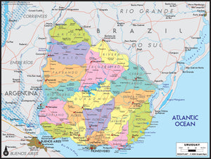 Uruguay Political Wall Map