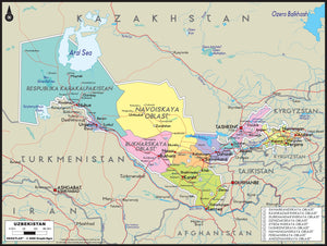 Uzbekistan Political Wall Map