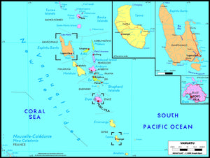 Vanuatu Political Wall Map
