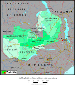 Zambia Political Wall Map