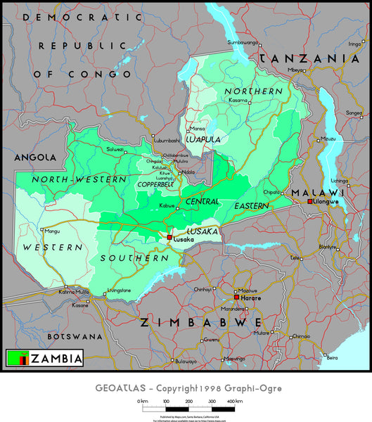 Zambia Political Wall Map Maps.com