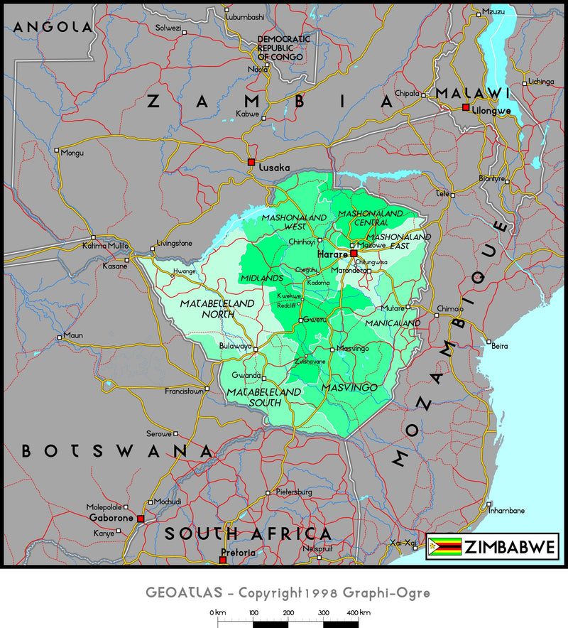 Zimbabwe Political Wall Map Maps.com
