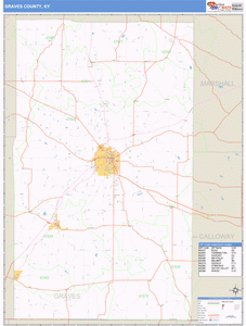 Graves County, Kentucky Zip Code Wall Map