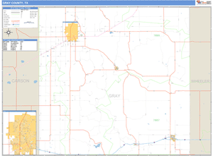 Gray County, Texas Zip Code Wall Map