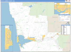 Grays Harbor County, Washington Zip Code Wall Map