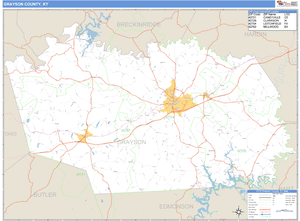 Grayson County, Kentucky Zip Code Wall Map