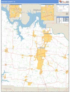 Grayson County, Texas Zip Code Wall Map