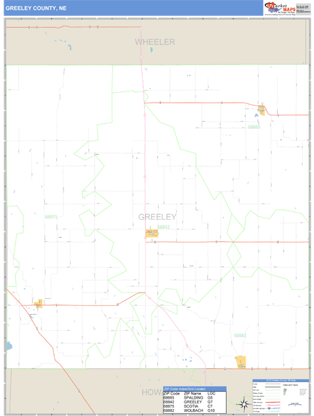 Greeley County, Nebraska Zip Code Wall Map Market Maps (IDI)