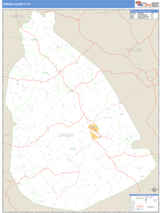Green County, Kentucky Zip Code Wall Map