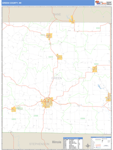 Green County, Wisconsin Zip Code Wall Map