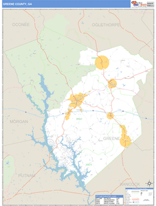 Greene County, Georgia Zip Code Wall Map