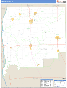 Greene County, Illinois Zip Code Wall Map