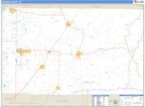 Greene County, Indiana Zip Code Wall Map