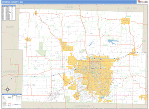 Greene County, Missouri Zip Code Wall Map