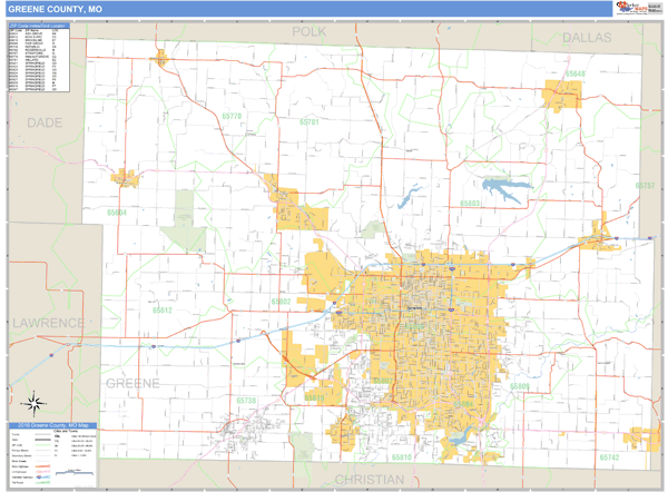 Greene County, Missouri Zip Code Wall Map Market Maps (IDI)