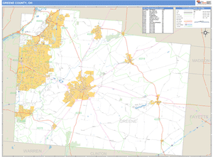 Greene County, Ohio Zip Code Wall Map